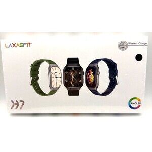 LAXASFIT Model H7 smartwatch that features a AMOLED screen. Black